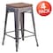 Flash Furniture Clear Backless Metal Stool, 24", PK4 4-XU-DG-TP0004-24-WD-GG - alternate 2
